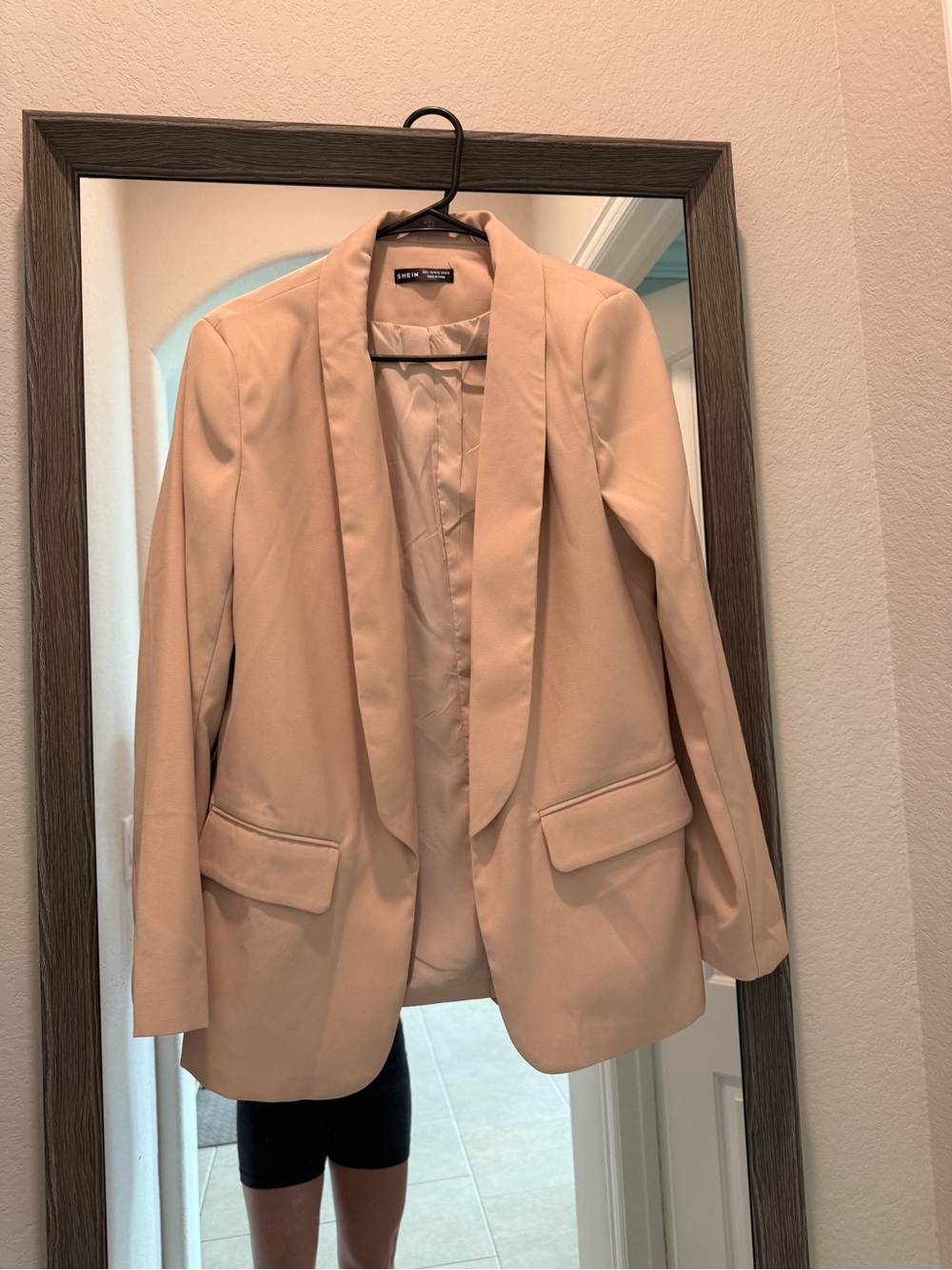 SHEIN Blush Beige Shawl-Collar Blazer